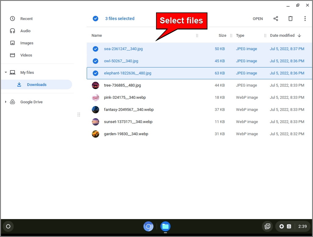 Chromebook - Select Files