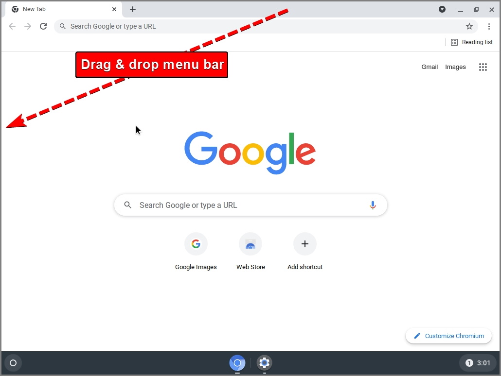 Chromebook - Window - Drag & Drop Menu Bar