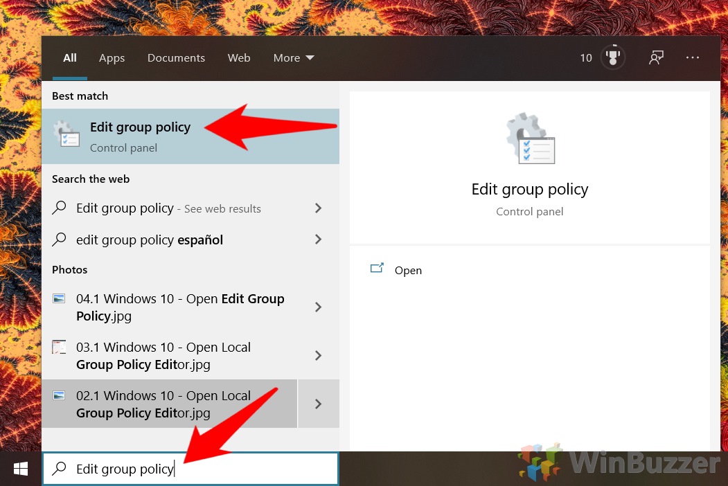 Windows 10 - Open Group Policy Editor Gpedit