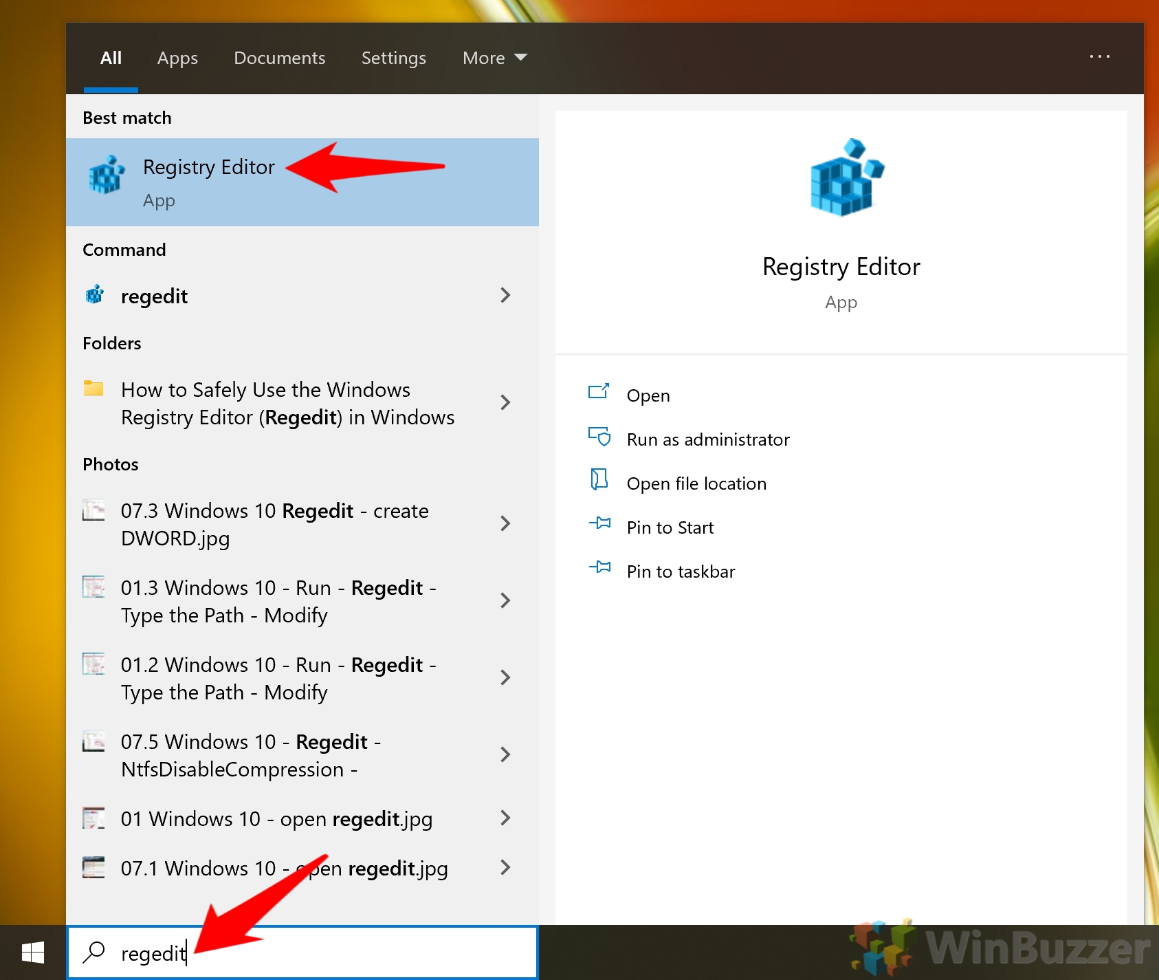 Windows 10 - Open Registry Editor