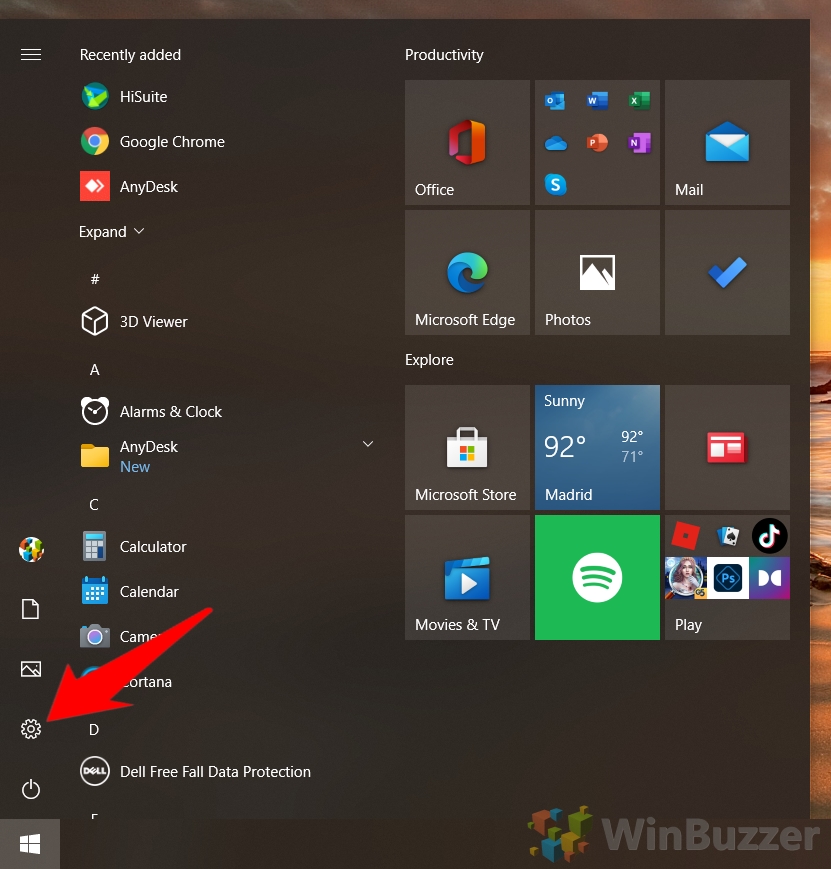 Windows 10 - Open Settings