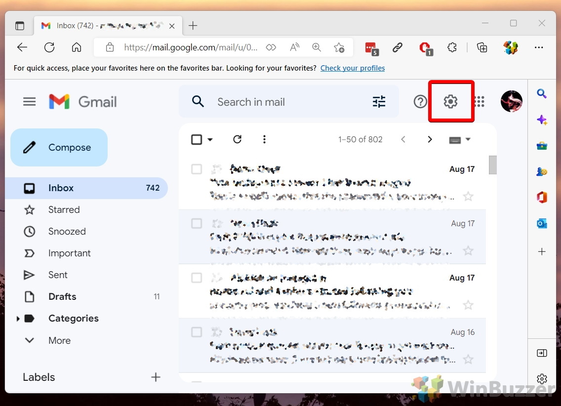 Windows 11 - Gmail - Settings Icon