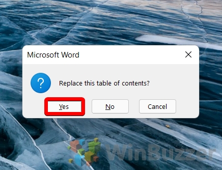 Windows 11 - Word - References - Table of Contents - Custom Table of Contents - Show Levels - Confirm