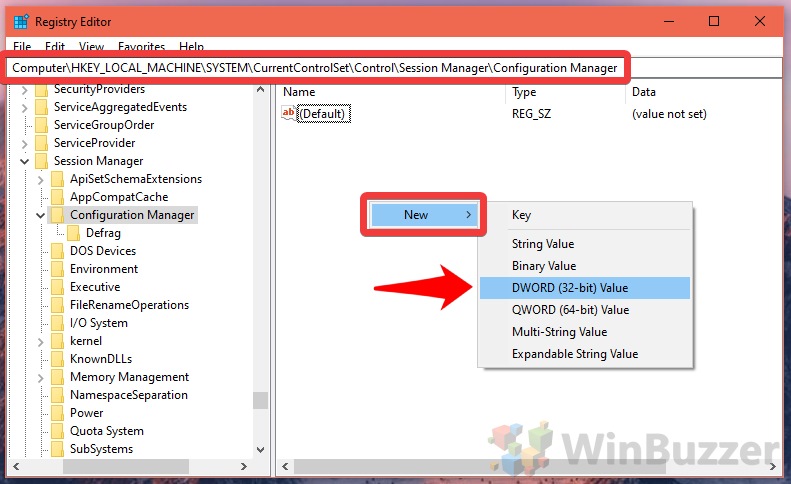 Windows 10 - Regedit - New DWORD