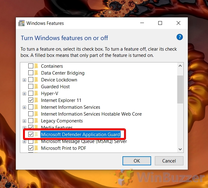 Windows 10 - Turn Windows Features on or off