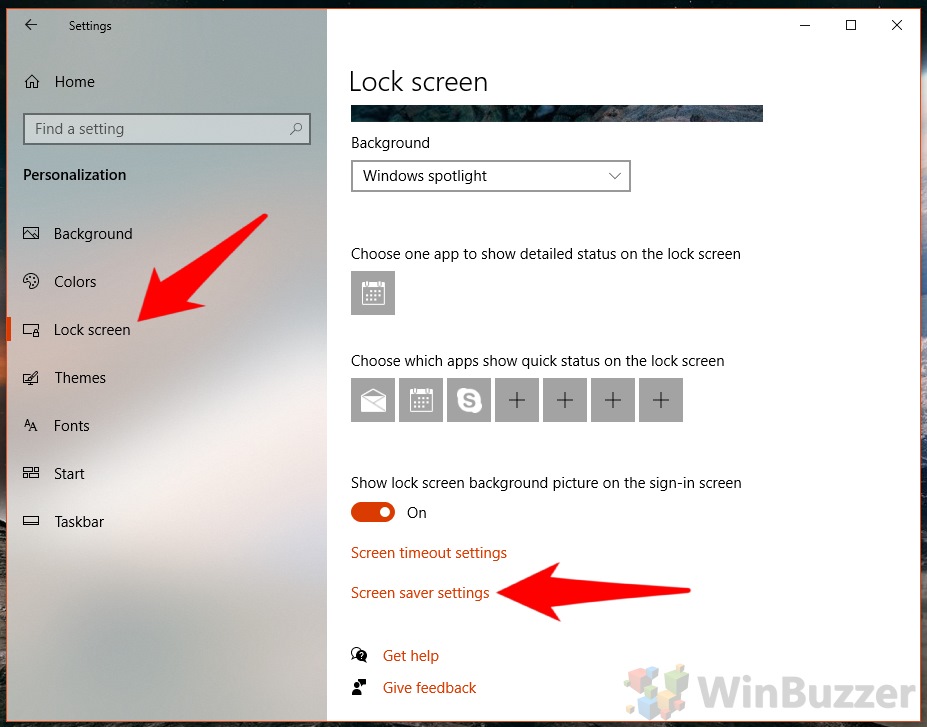 Windows 10 - Settings - Personalization - Lock screen