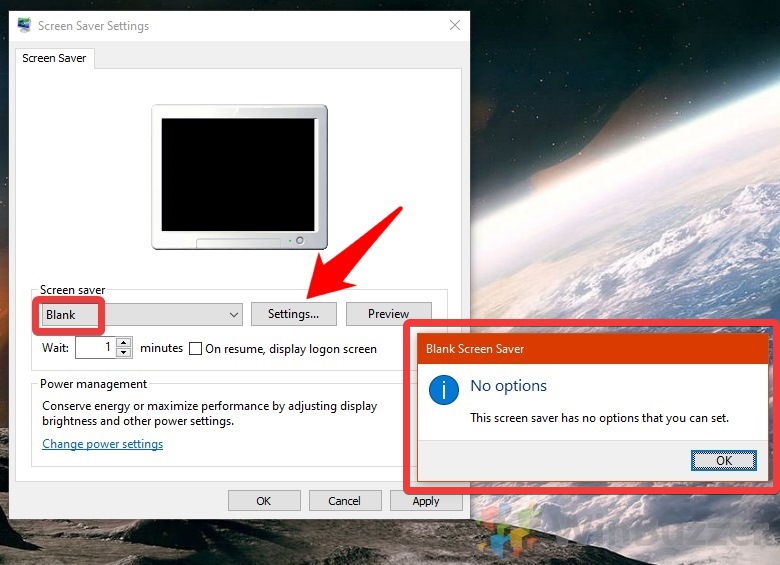 Windows 10 - Screen Saver Settings - No detailed Settings