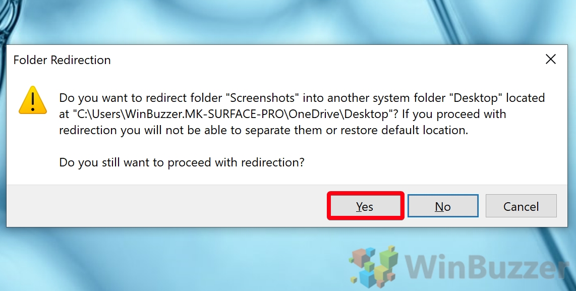 Windows 10 - Screenshots folder - Properties Location - Move - Select Folder Apply - Confirm 2