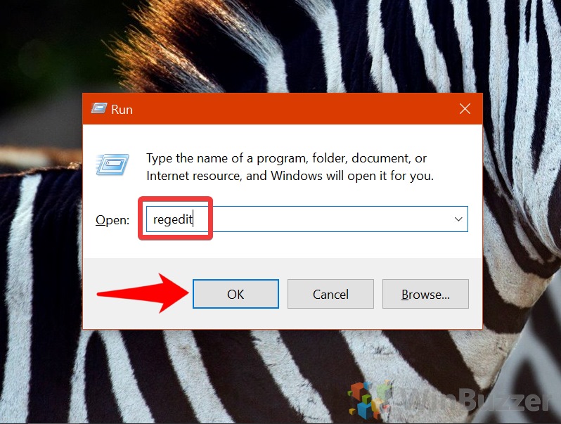 Windows 10 - Run - Open Registry Editor