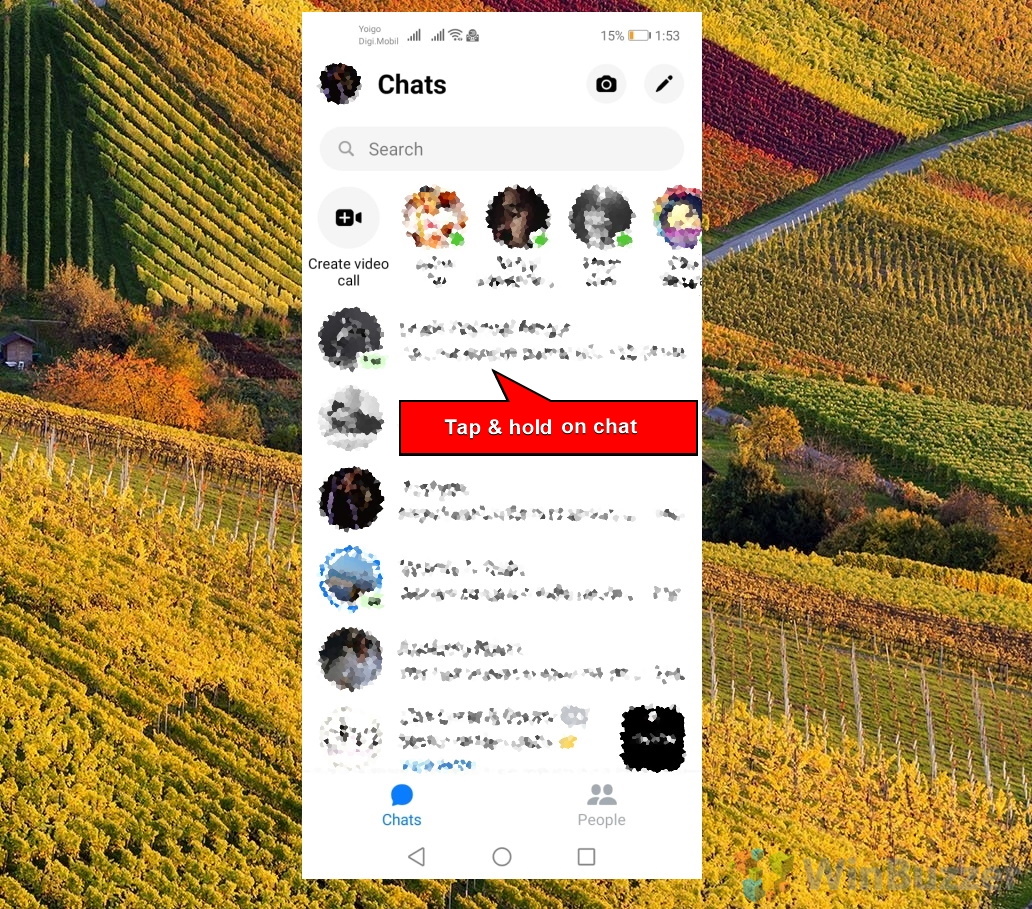 Android - Messenger App - Press & Hold on Chat