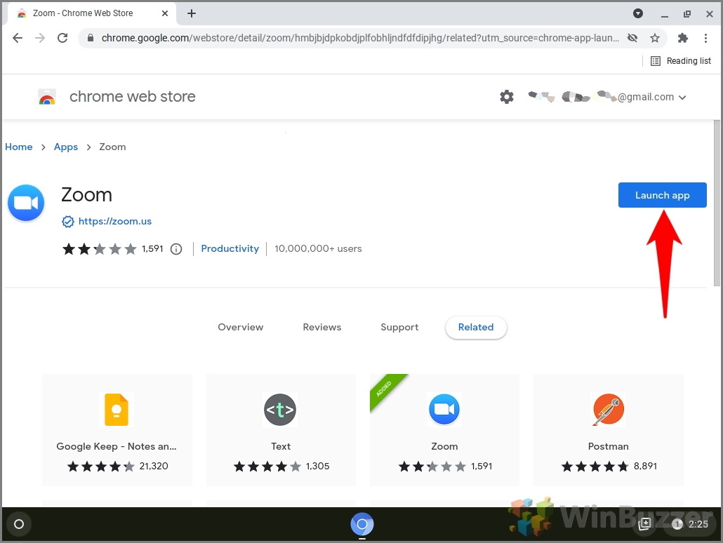 Chromebook - Web Store - Search App - Add to Chrome - Launch