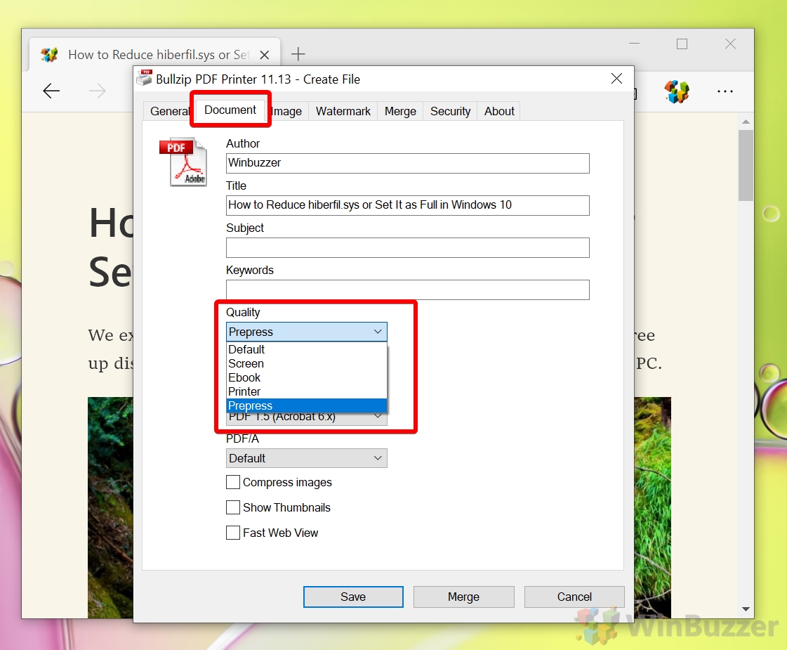 02.5 Windows 10 - Bullzip PDF Printer - Select Quality