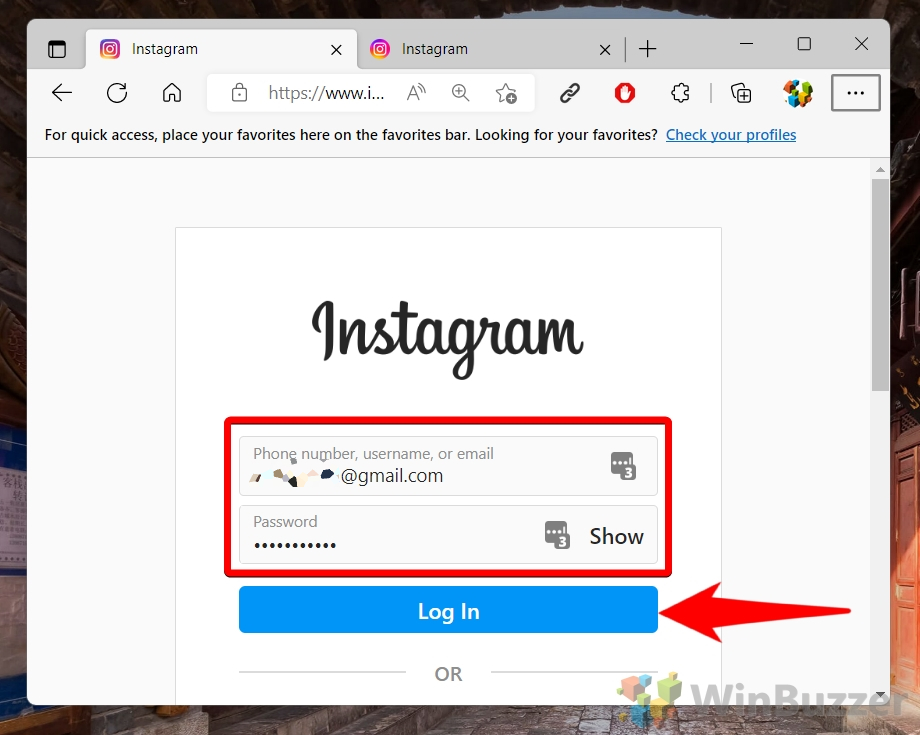Windows 11 - Instagram - Log In