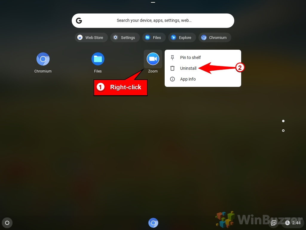 Chromebook - Launcher - Context Menu App - Uninstall