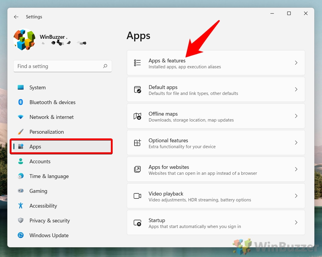 Windows 11 - Settings - Apps - Apps & Features